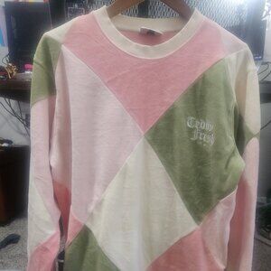 Teddy Fresh Unisex Diamond Patchwork Velour Crewneck